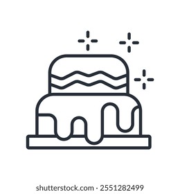 cake icon. vector.Editable stroke.linear style sign for use web design,logo.Symbol illustration.