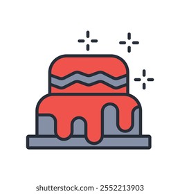 cake icon. vector.Editable stroke.linear style sign for use web design,logo.Symbol illustration.