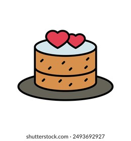 cake icon with white background vector stock illustration