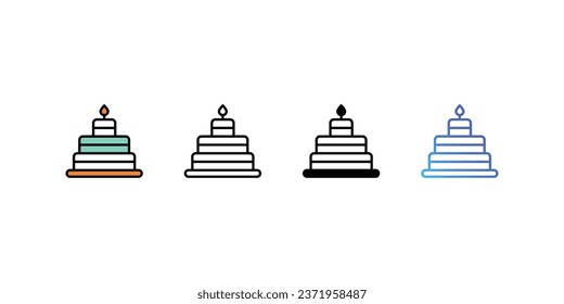 Cake icons, color, line, glyph, gradient, Blue icon, Food icon in five variations stock illustration.