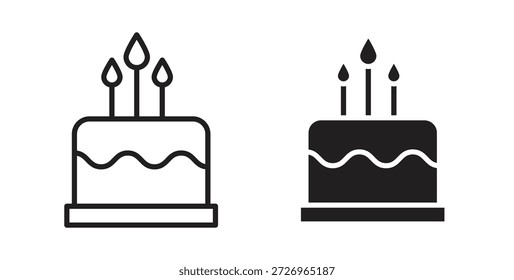 Iconos de pastel rellenos, línea delgada, contorno y trazos