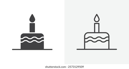 Cake icons. flat and line style set
