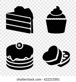 Cake icons set. set of 4 cake filled icons such as cake, muffin