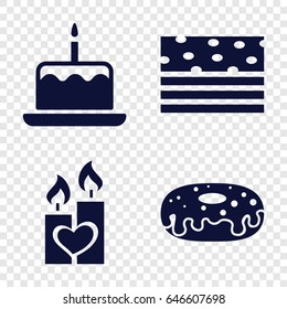 Cake icons set. set of 4 cake filled icons such as donut