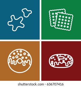 Cake icons set. set of 4 cake outline icons such as cookies, donut