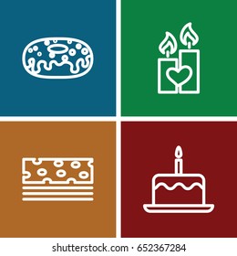 Cake icons set. set of 4 cake outline icons such as donut
