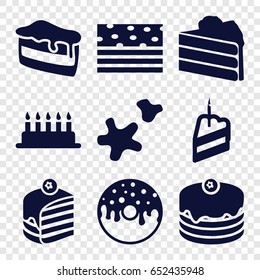 Cake icons set. set of 9 cake filled icons such as donut