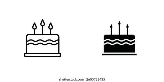 Cake icons set for apps and web ui designs. simple isolated graphics.