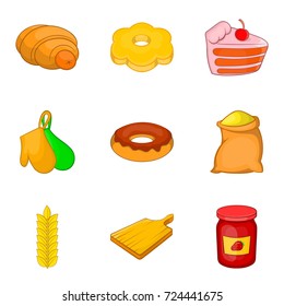 Cake icons set. Cartoon set of 9 cake vector icons for web isolated on white background