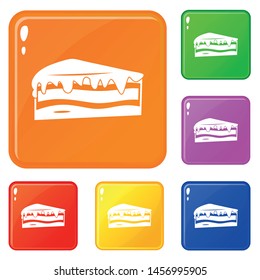 Cake icons set collection vector 6 color isolated on white background