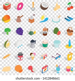 Cake icons set. Isometric style of 36 cake vector icons for web for any design