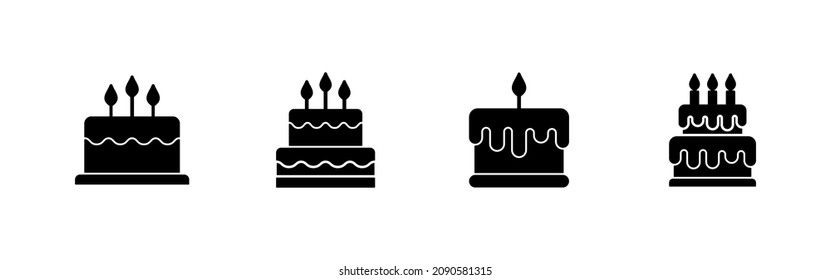 Cake icons set. Cake sign and symbol. Birthday cake icon