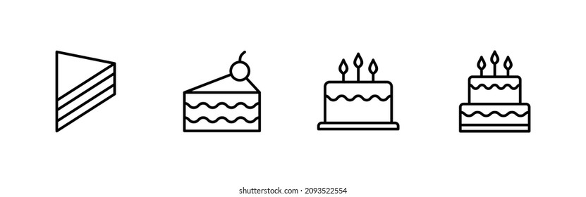 Cake icons set. Cake sign and symbol. Birthday cake icon