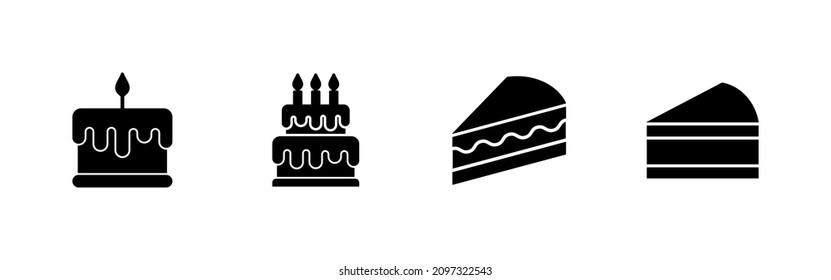 Cake icons set. Cake sign and symbol. Birthday cake icon