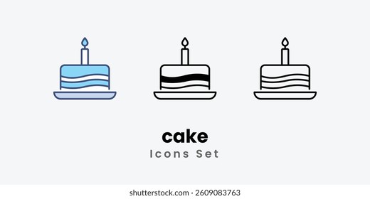 cake icons vector set stock illustration.