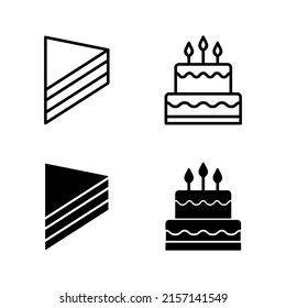 Cake icons vector. Cake sign and symbol. Birthday cake icon