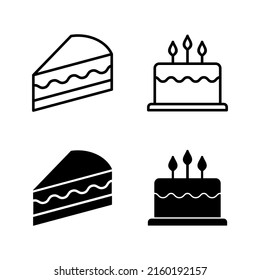 Cake icons vector. Cake sign and symbol. Birthday cake icon