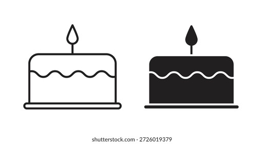 Símbolo de Vector de iconos de pastel con trazo editable y versiones planas