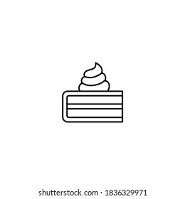 Cake icon.Thanksgiving icon. Simple, flat, outline, black.