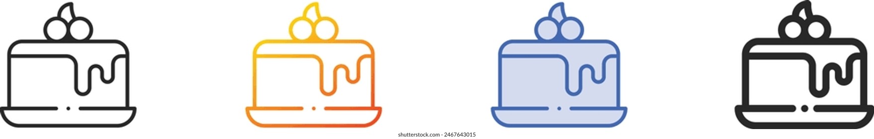 cake icon.Thin Linear, Gradient, Blue Stroke and bold Style Design Isolated On White Background