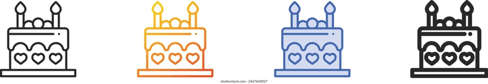 cake icon.Thin Linear, Gradient, Blue Stroke and bold Style Design Isolated On White Background