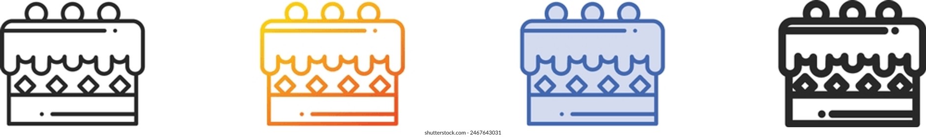 cake icon.Thin Linear, Gradient, Blue Stroke and bold Style Design Isolated On White Background