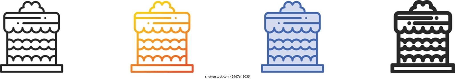 cake icon.Thin Linear, Gradient, Blue Stroke and bold Style Design Isolated On White Background