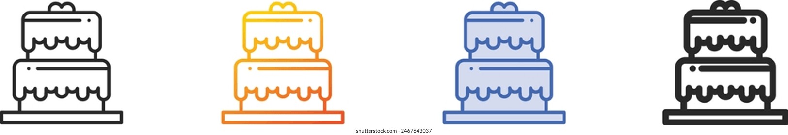 cake icon.Thin Linear, Gradient, Blue Stroke and bold Style Design Isolated On White Background