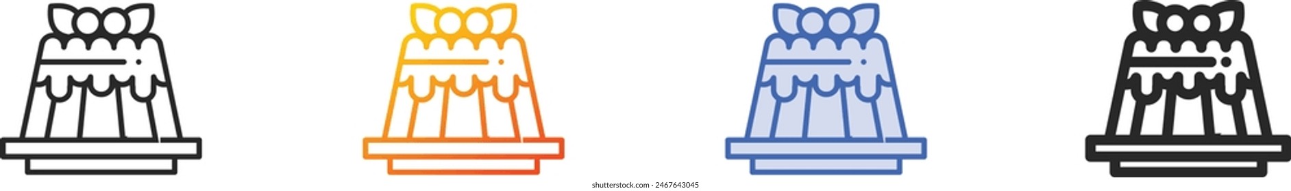 cake icon.Thin Linear, Gradient, Blue Stroke and bold Style Design Isolated On White Background