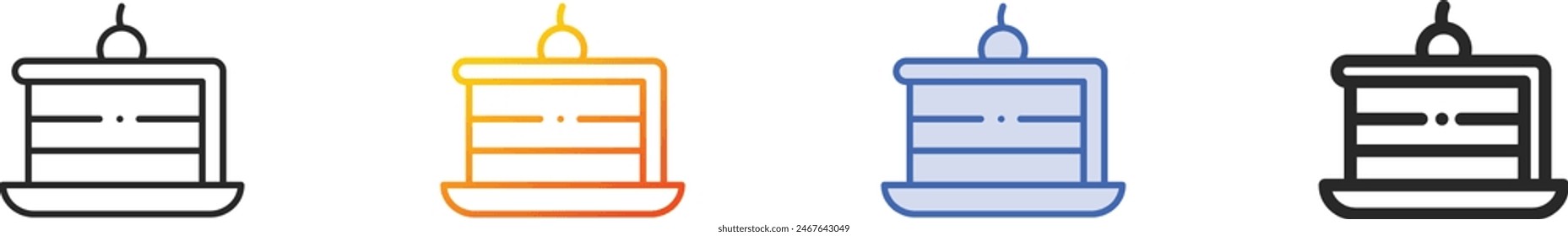 cake icon.Thin Linear, Gradient, Blue Stroke and bold Style Design Isolated On White Background