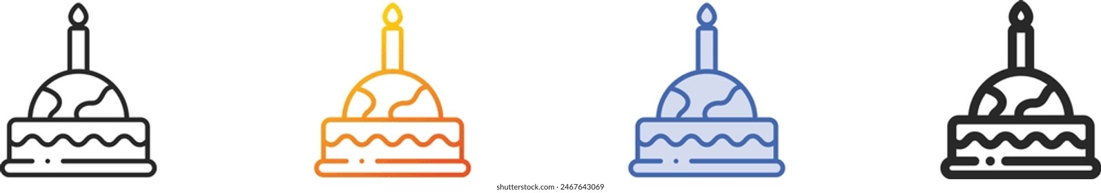 cake icon.Thin Linear, Gradient, Blue Stroke and bold Style Design Isolated On White Background