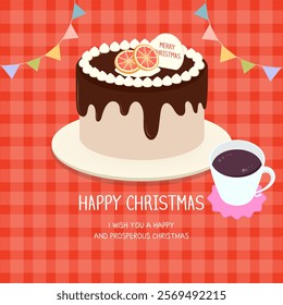 Cake illustration celebrating Merry Christmas. Illustration vector design for the Christmas party.