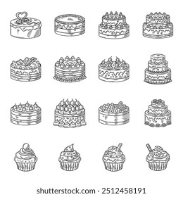 Cake Illustration Collection - Colorless