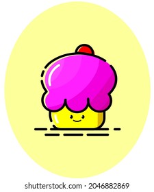 Cake illustration vector, Cake Flat design mbe style