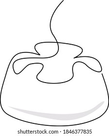 A cake. illustrations for web. Оne line. Outline. Minimalism.