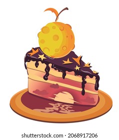 The cake inside which the sun sets. The top of the cake is covered with a night sky with stars. Instead of a cherry, the Moon is on top.