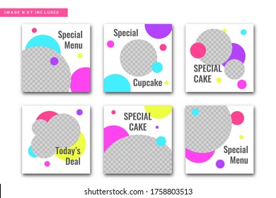 Cake Instagram Post Template Collection, Premium Vector.