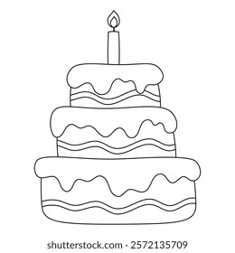 Cake Isolated Coloring Page for Kids