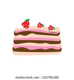Cake isolated vector illustration. Delicious cake in carton style.