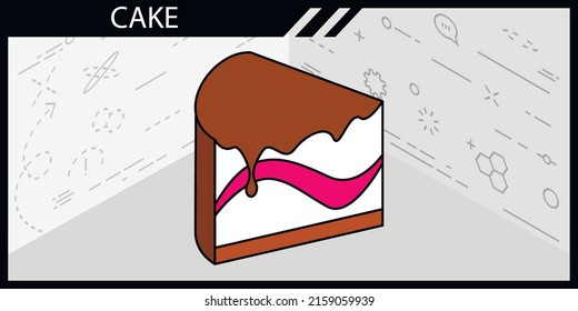 Cake isometric design icon. Vector web illustration. 3d colorful concept