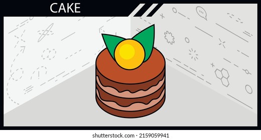 Cake isometric design icon. Vector web illustration. 3d colorful concept