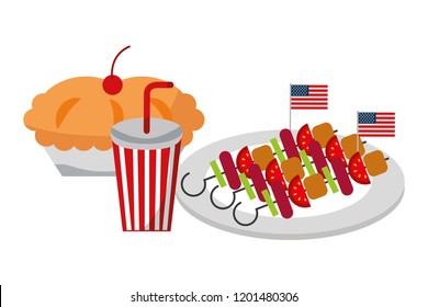 cake kebab and soda flag american food celebration