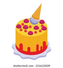 Cake kids party icon isometric vector. Birthday happy. Cute fun