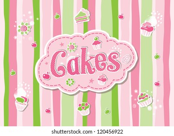 Cake Label Doodle Vector Design