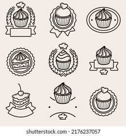 Cake labels and elements set. Collection icon cake. Vector