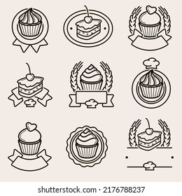 Cake labels and elements set. Collection icon cake. Vector