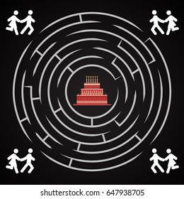Cake labyrinth - couple run to find cake background template 