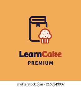 Cake with learn logo design vector graphic symbol icon sign illustration creative idea