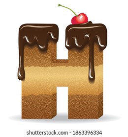 Cake letter with chocolate topping and cherry on top