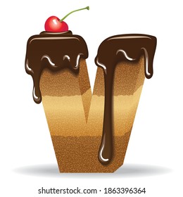 Cake letter with chocolate topping and cherry on top